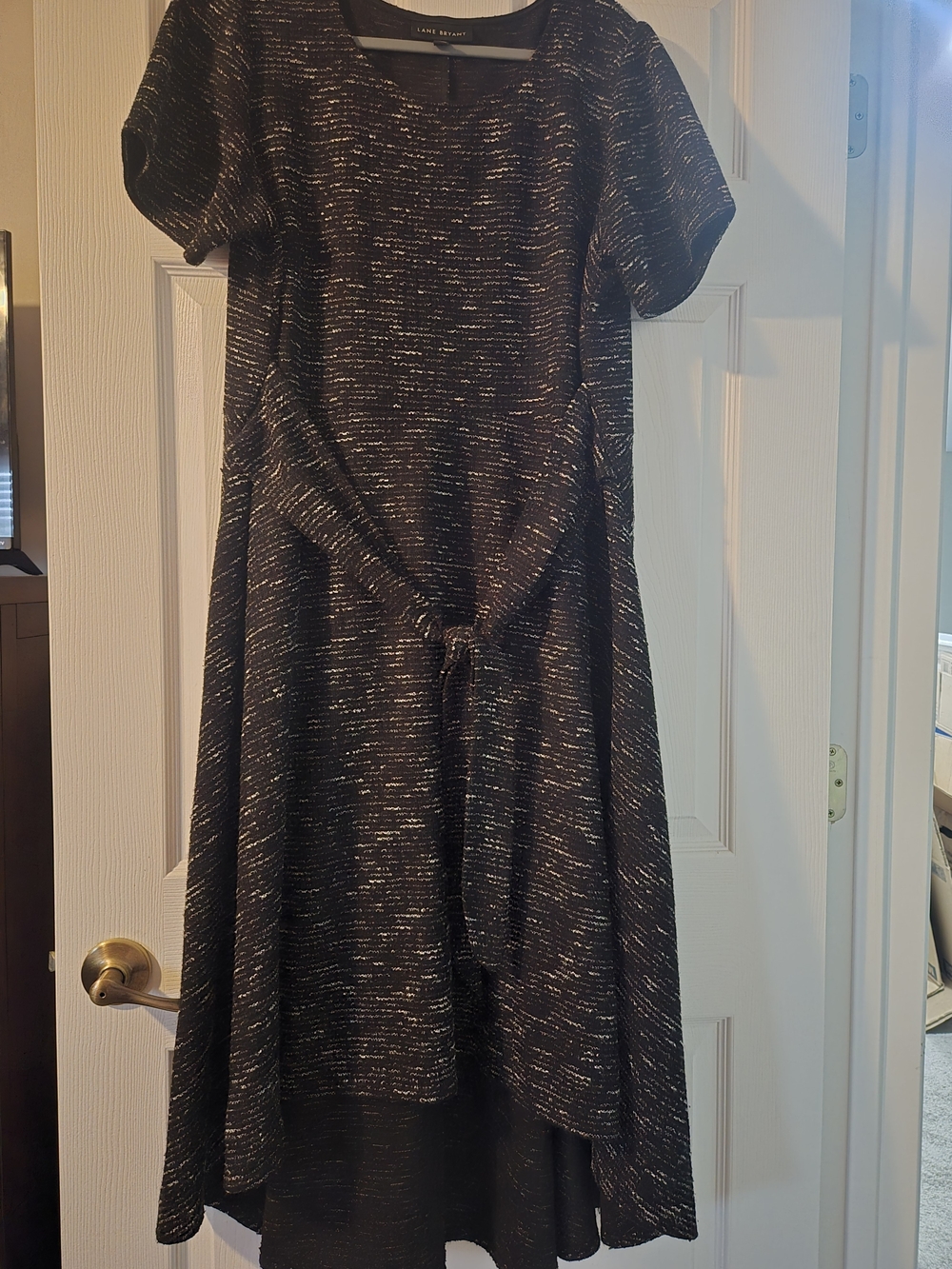 Lane Bryant Black & White Tie Front High-Low Dress